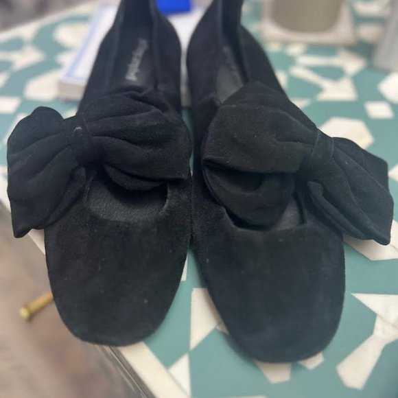 Jeffrey Campbell for Anthropologie Black Suede Bowtie Mary Janes - Size 9.5 - Picture 1 of 7